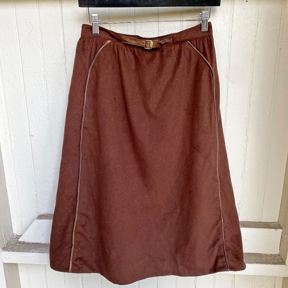 Vintage 1980's Gucci Brown Riding Midi Skirt - Picture 2 of 8